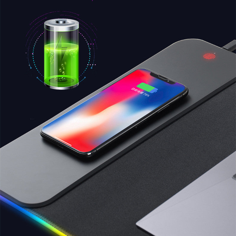 Super Large RGB Mouse Pad with 10W Fast Wireless Charging – Perfect for Gaming Setups